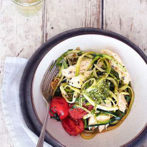 Quick & Easy Courgette Noodles With Pesto Chicken